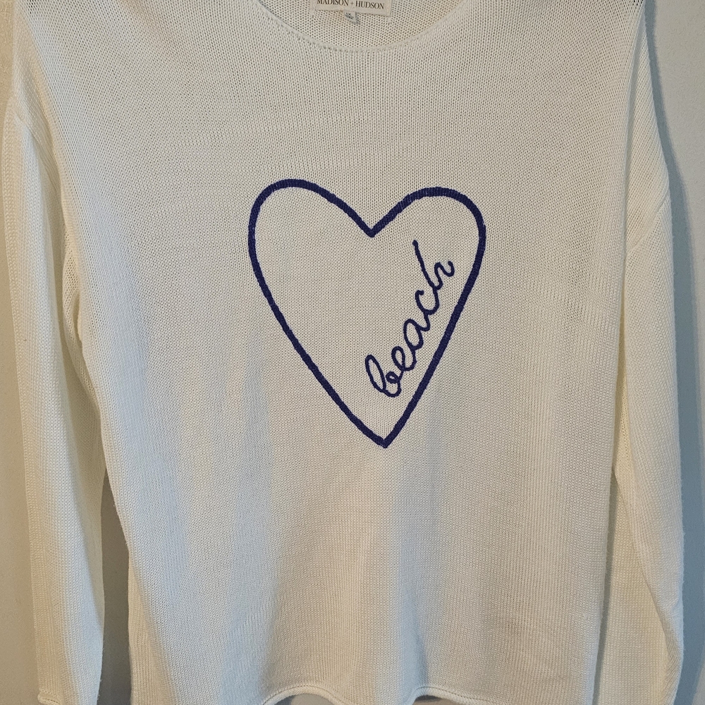 Madison & Hudson Cream Knit Long Sleeve Pullover "Beach" Soft